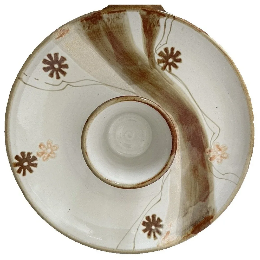 Vintage Wishon Harrell Pottery‎ Signed Chip and Dip Serving Piece 1988 12